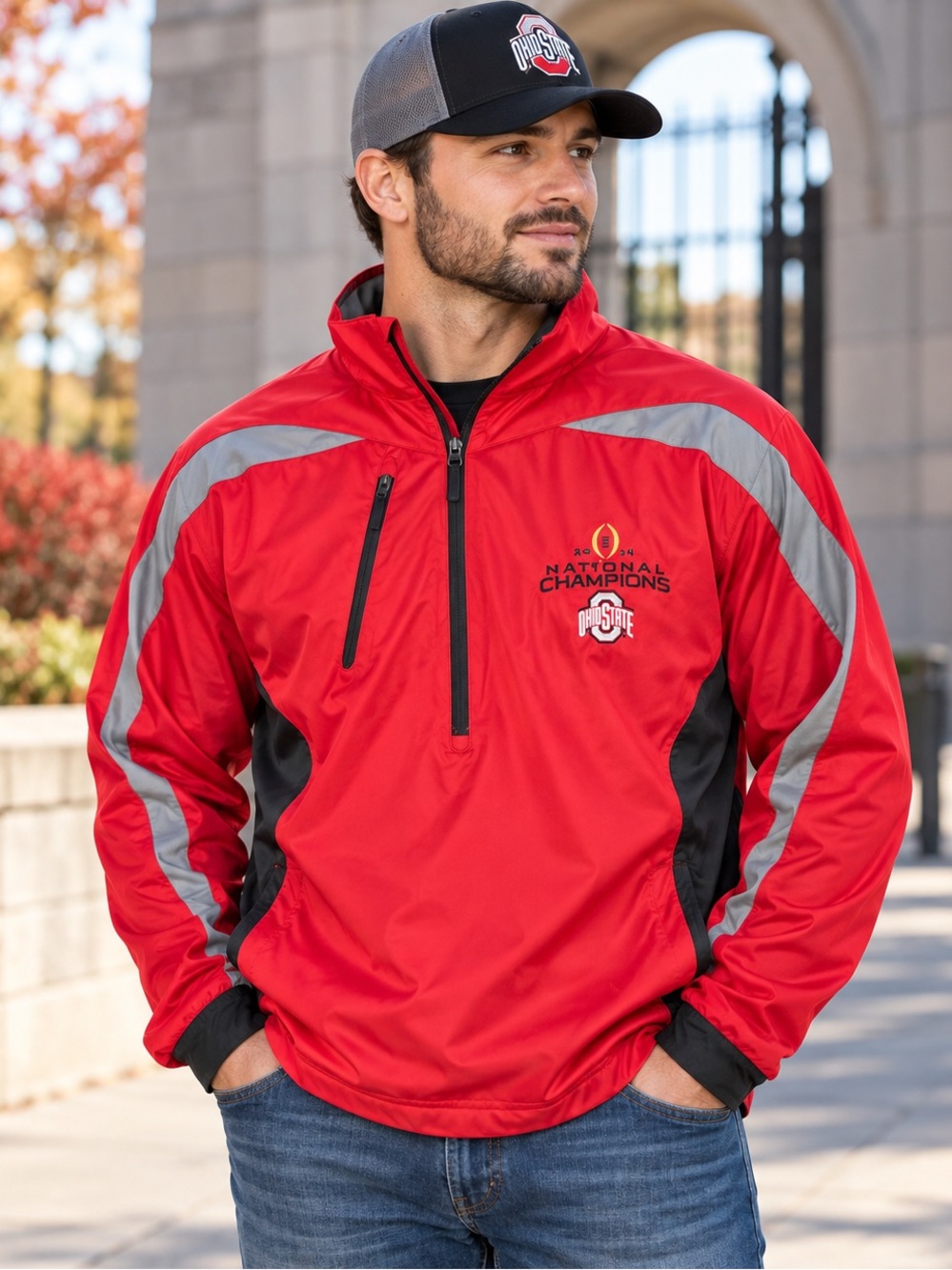 Ohio State Buckeyes 2014 National Championship Antigua 1/4 Zip Windbreaker